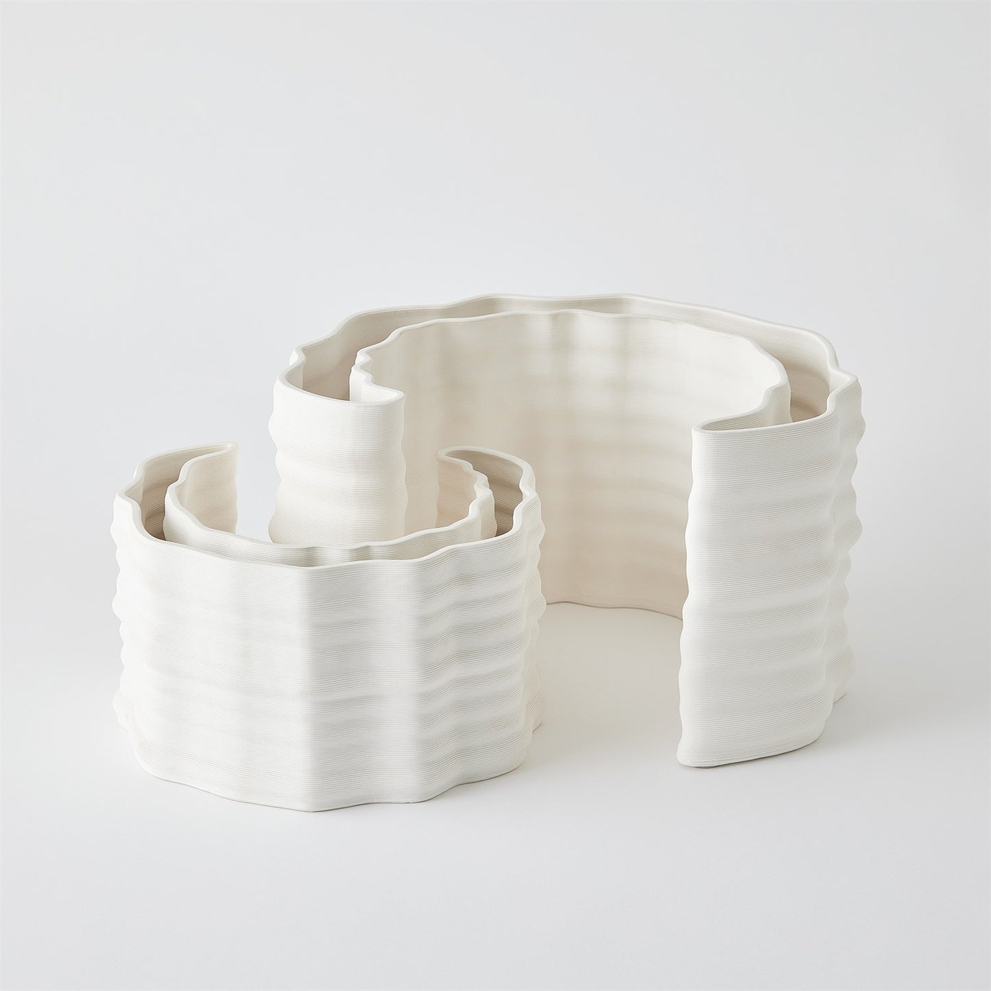 Matte White Crescent Printed Vase - Small