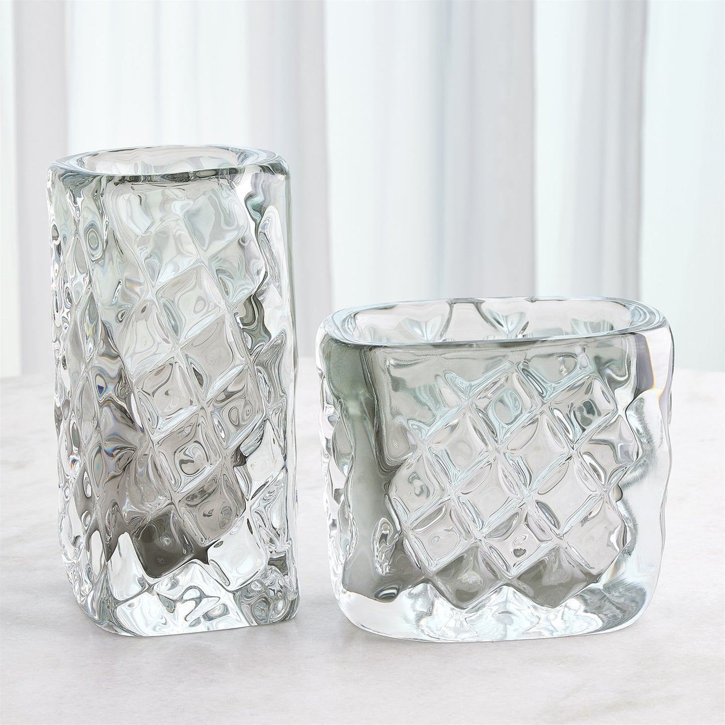 Quilted Grey Vase - Wide