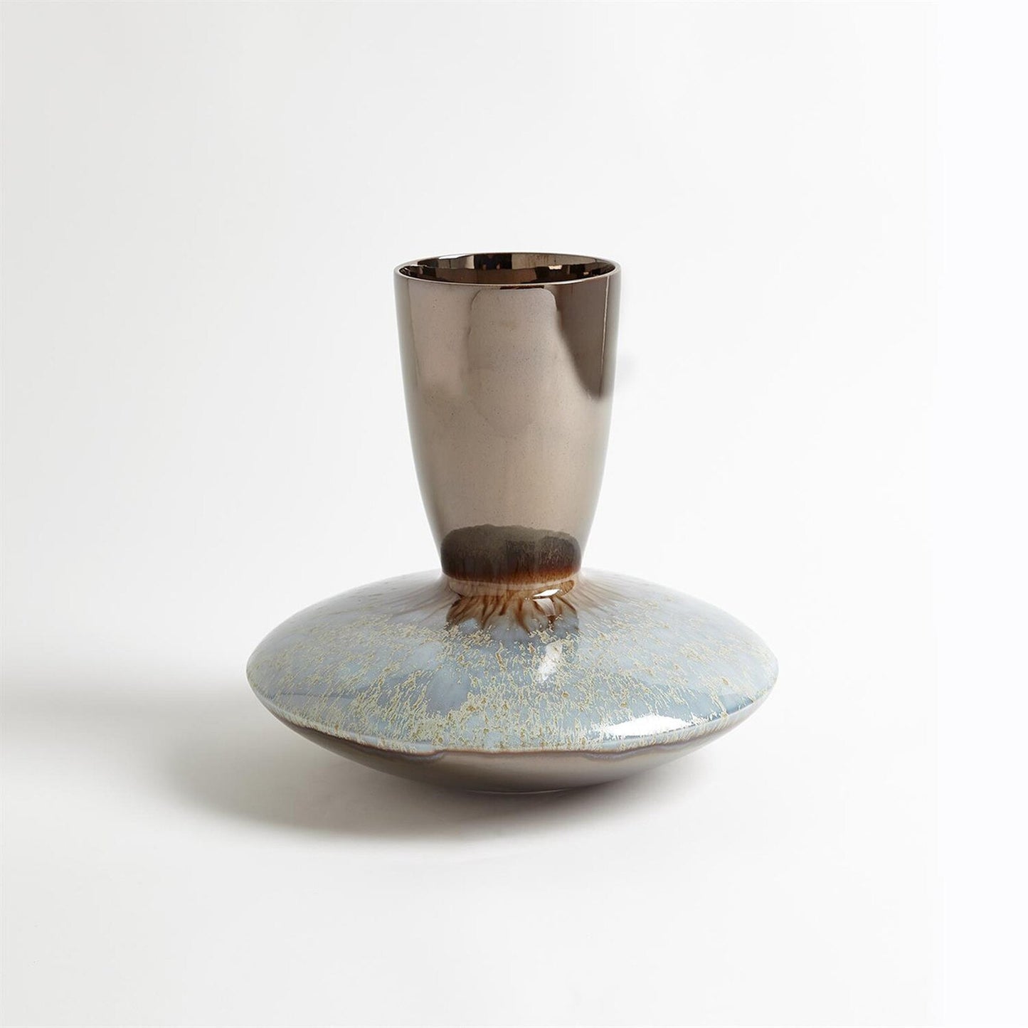 Marta's Tall Bronze Reactive Blue Vase