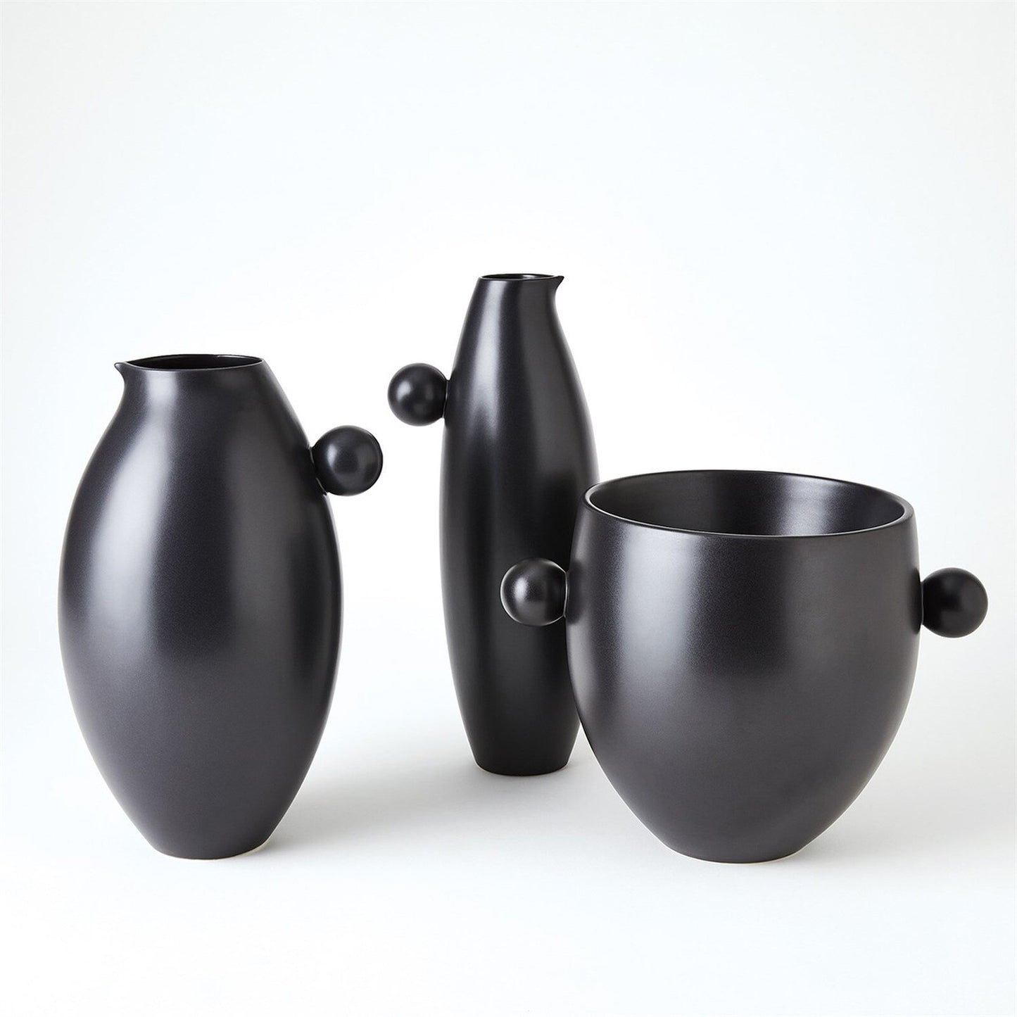 Ball Handled Pitcher Black Decorative Container - Large