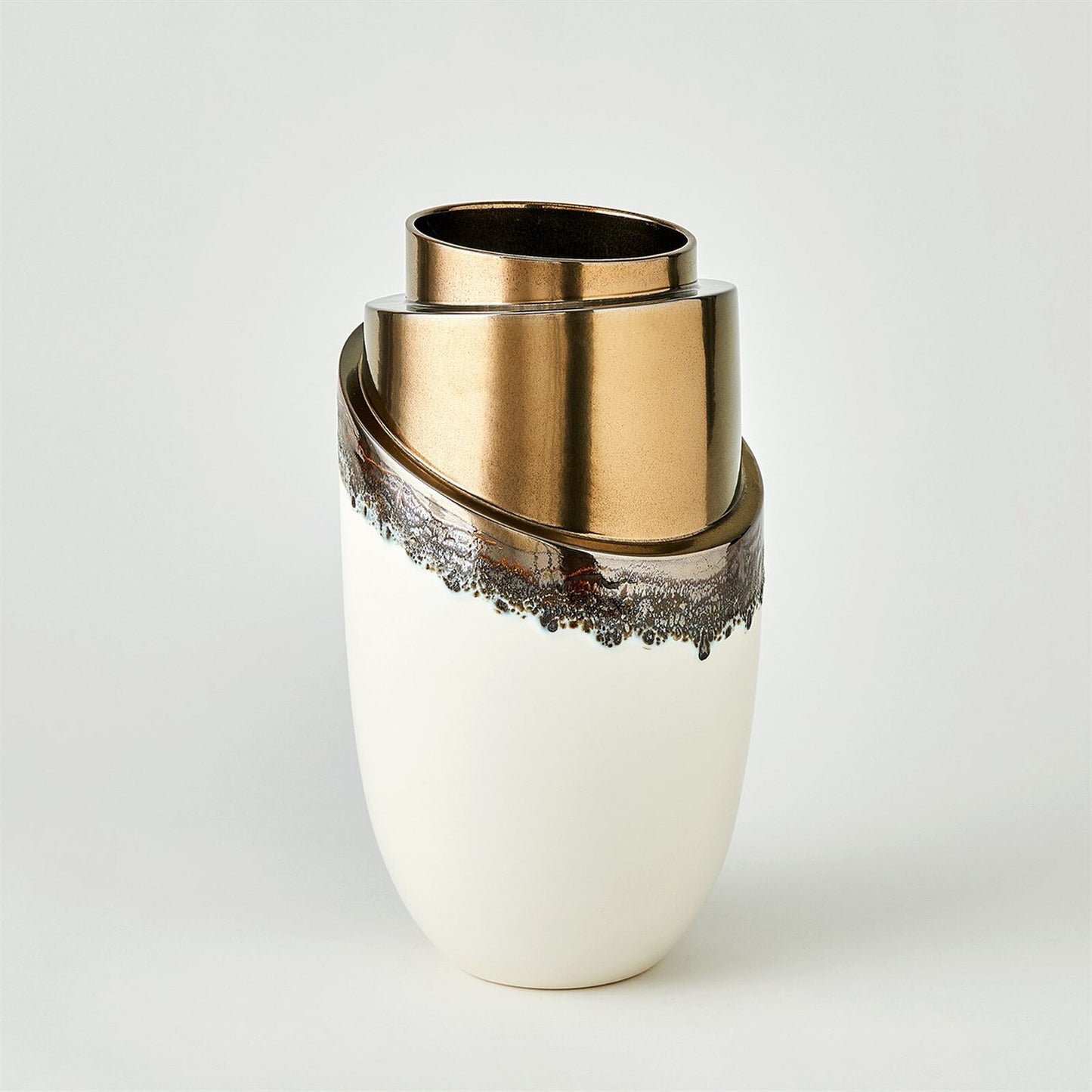 Slant Stack Reactive Bronze Vase - Small