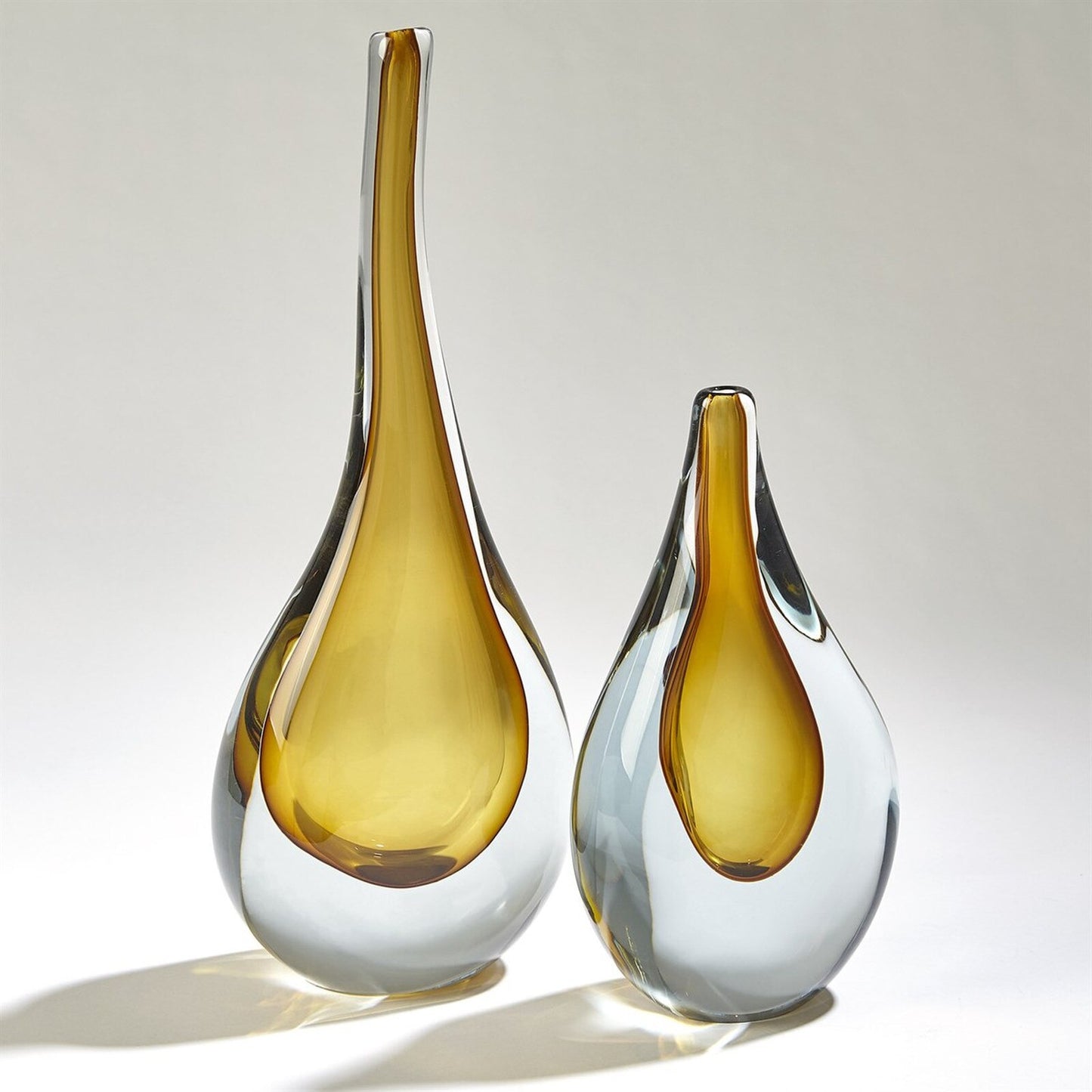 Stretched Neck Amber Vase - Large