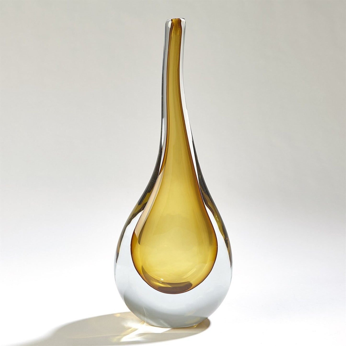 Stretched Neck Amber Vase - Large