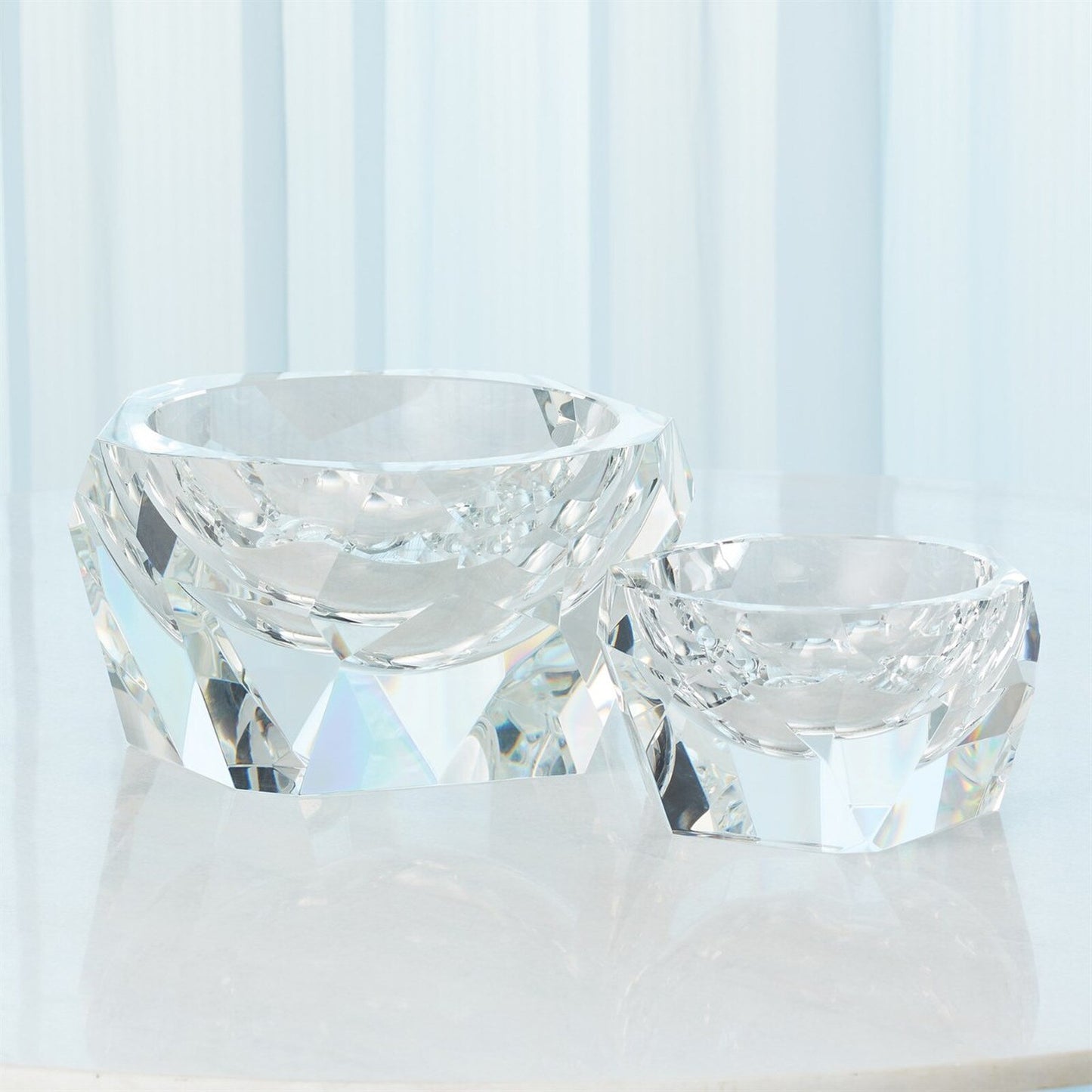 Multi Facet Clear Crystal Bowl - Large