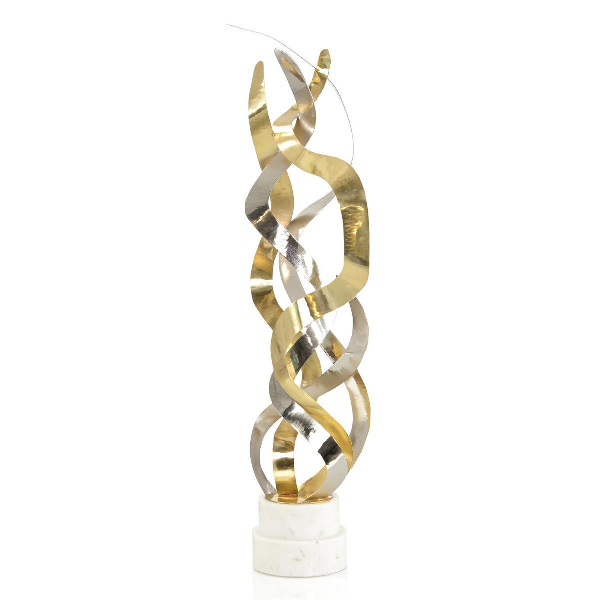 Silver Swirling Ribbons Sculpture
