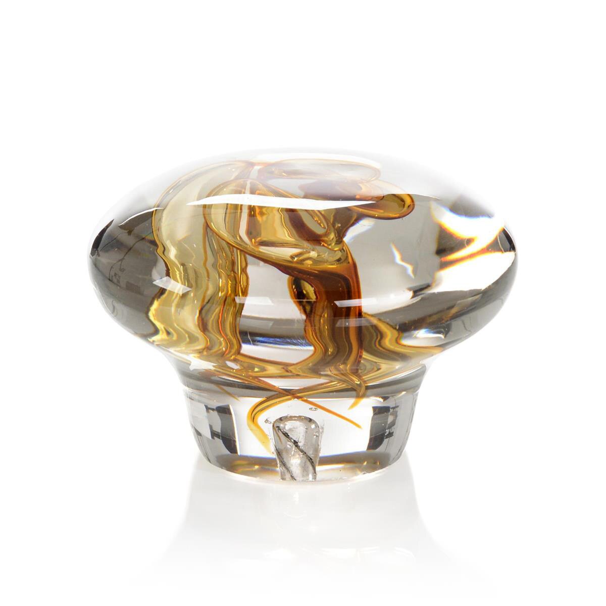 Hand-Blown Abstract Amber Glass Sculpture