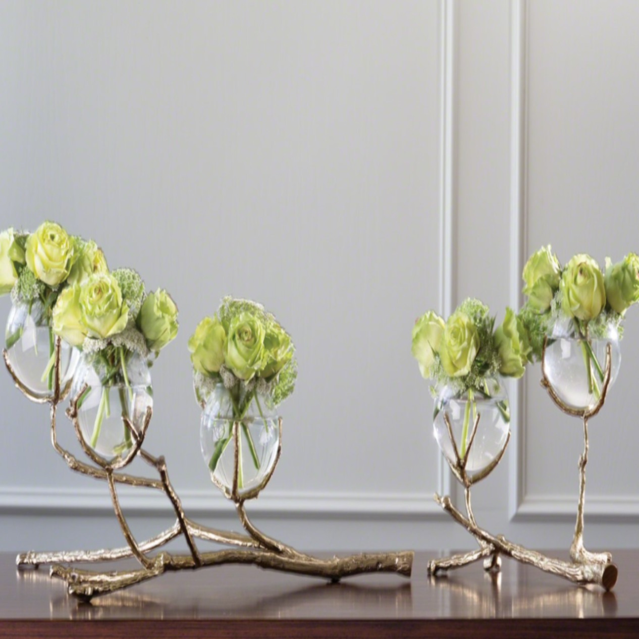 Brass Twig Trio Vase Holder