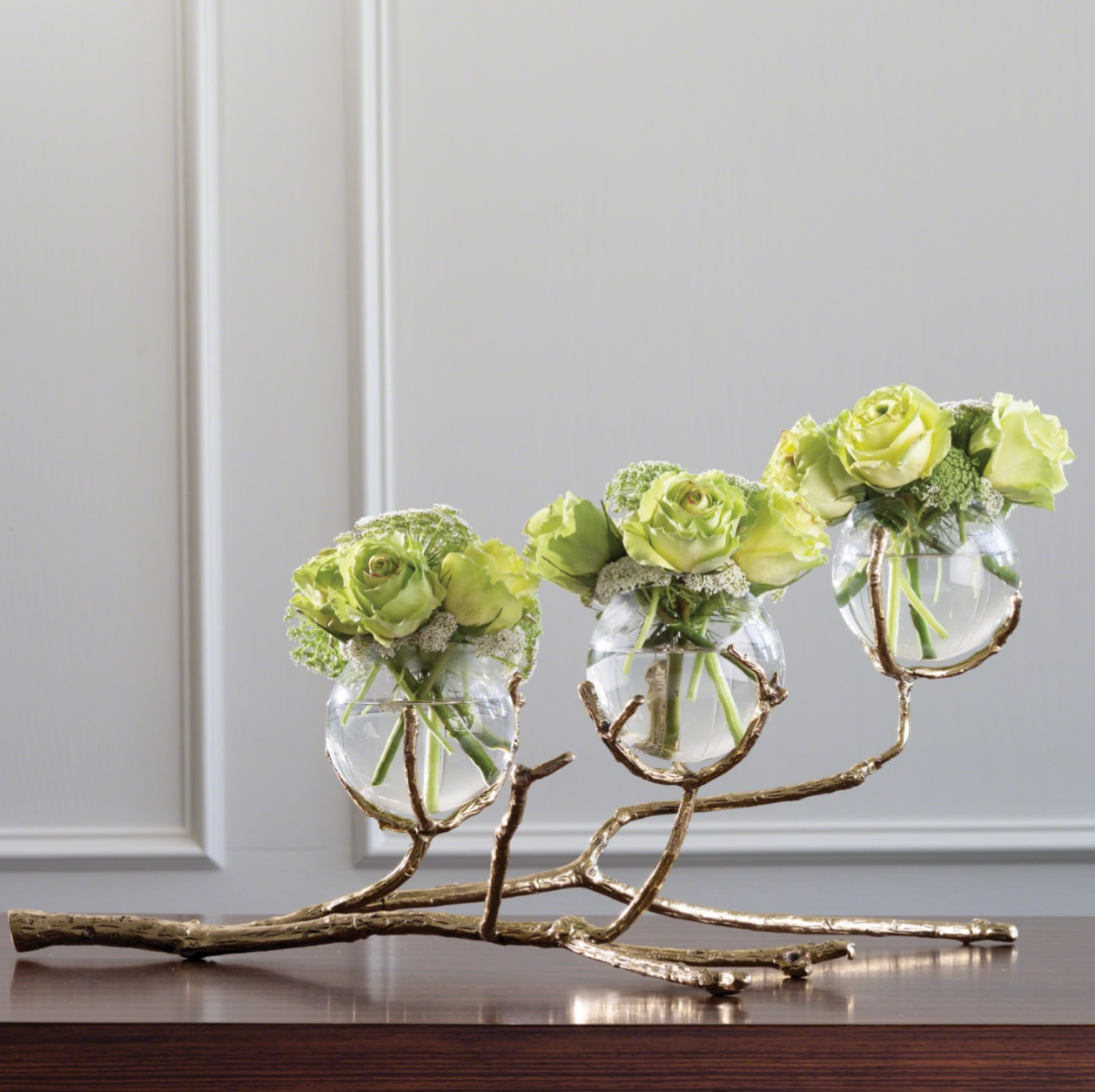 Brass Twig Trio Vase Holder