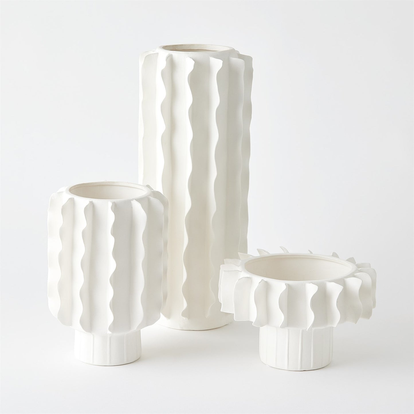 Matte White Frilled Vase - Large