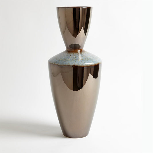 Marta's Tall Bronze Reactive Blue Vase