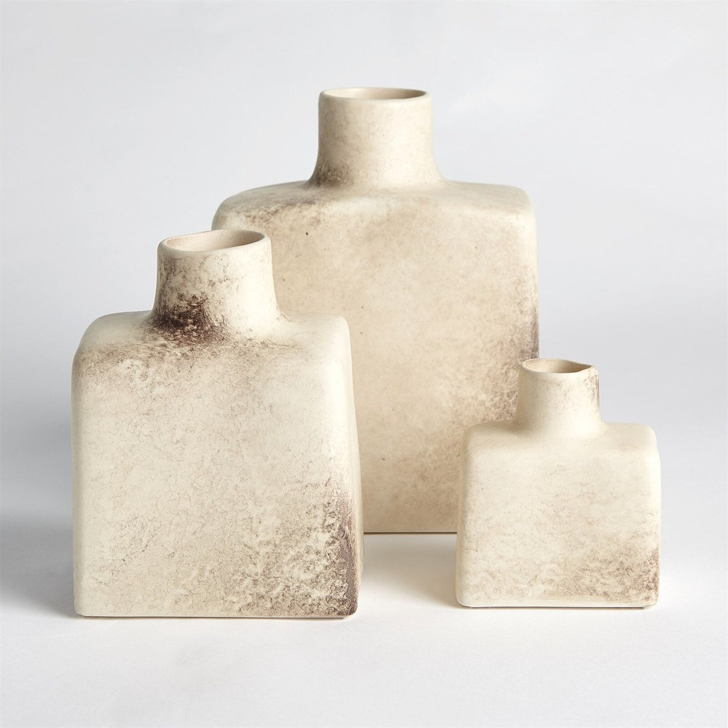 Short Stack Reactive Ivory Decorative Bottle - Large