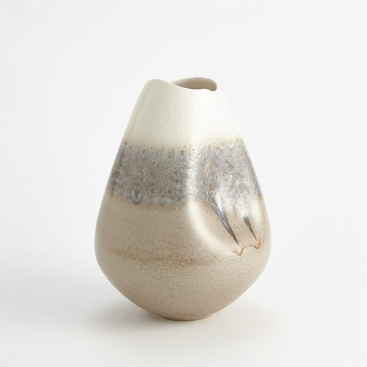 Cream Rises Dented Vase - Small