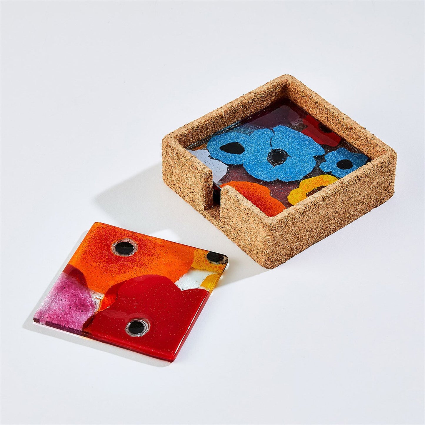 Fused Floral Coaster Set Object - Bright