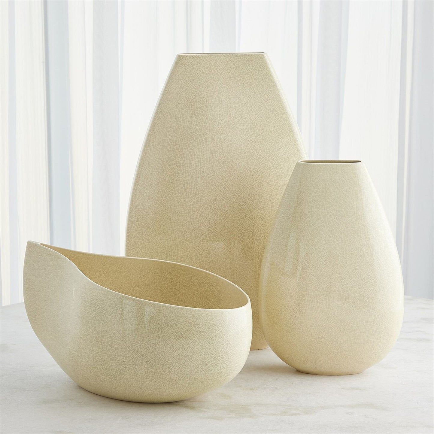 Giant Butter Crackle Teardrop Vase - Large