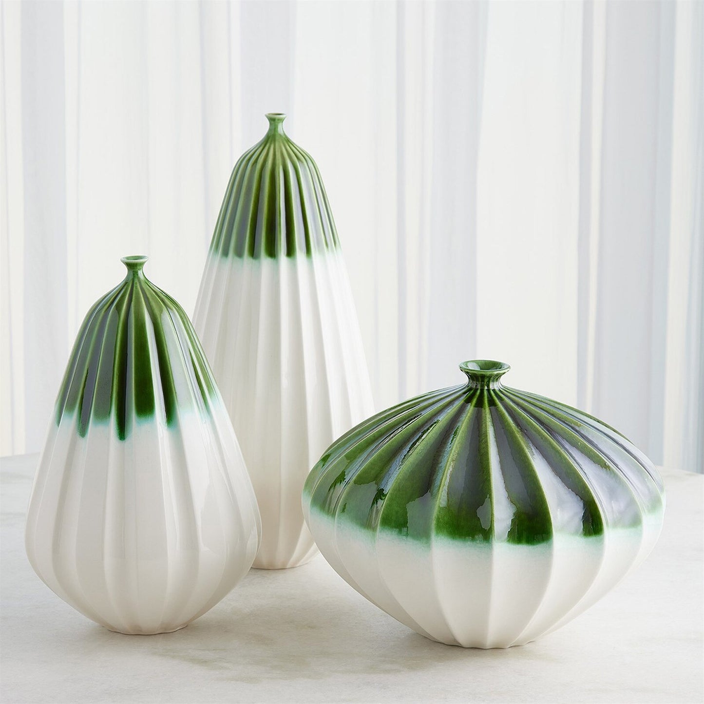 Furrow Emerald Vase - Small