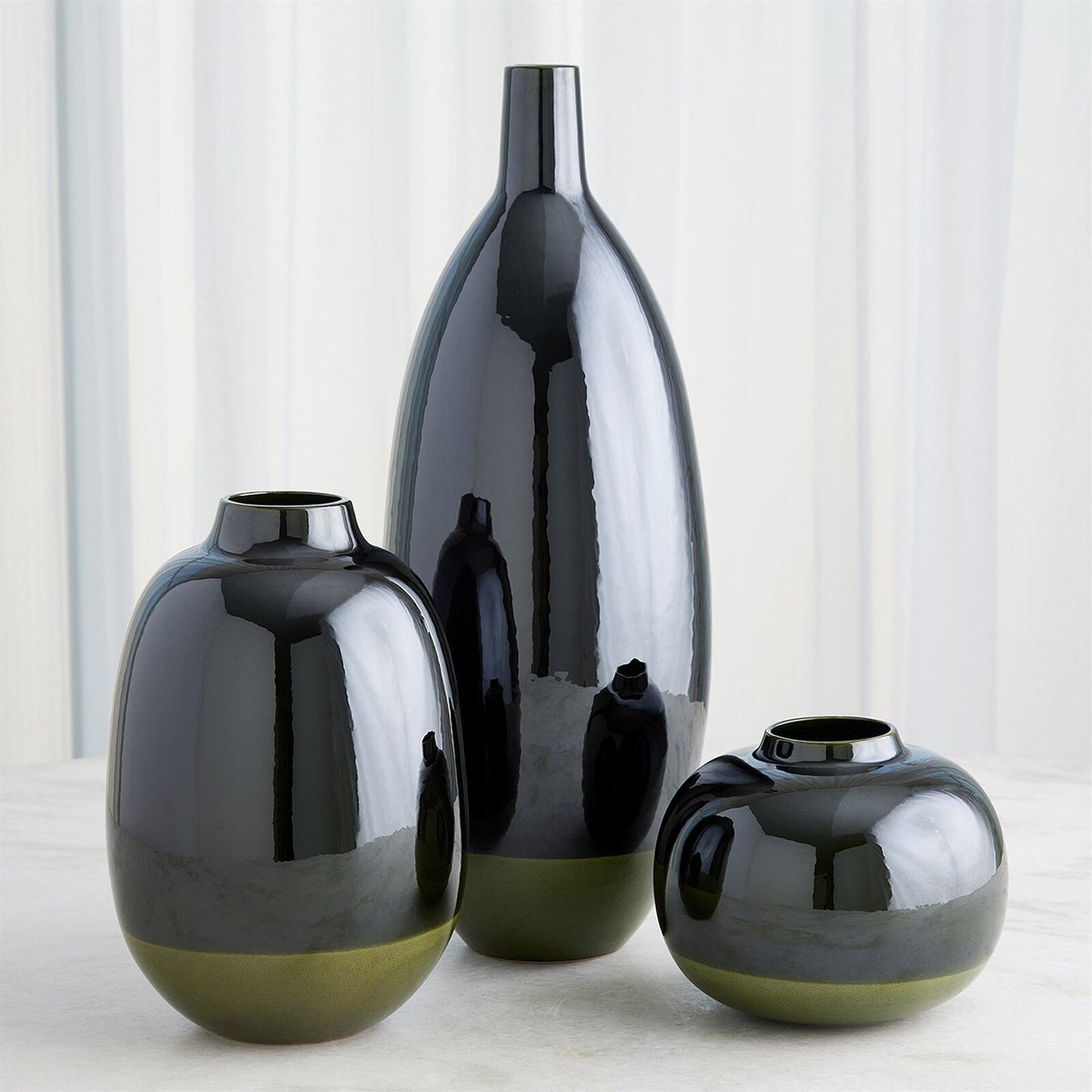 Tidal Dark Green Vase - Short