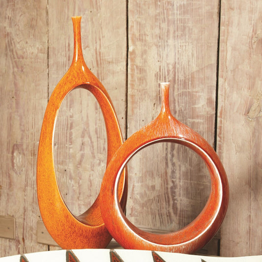 Open Ring Orange Vase