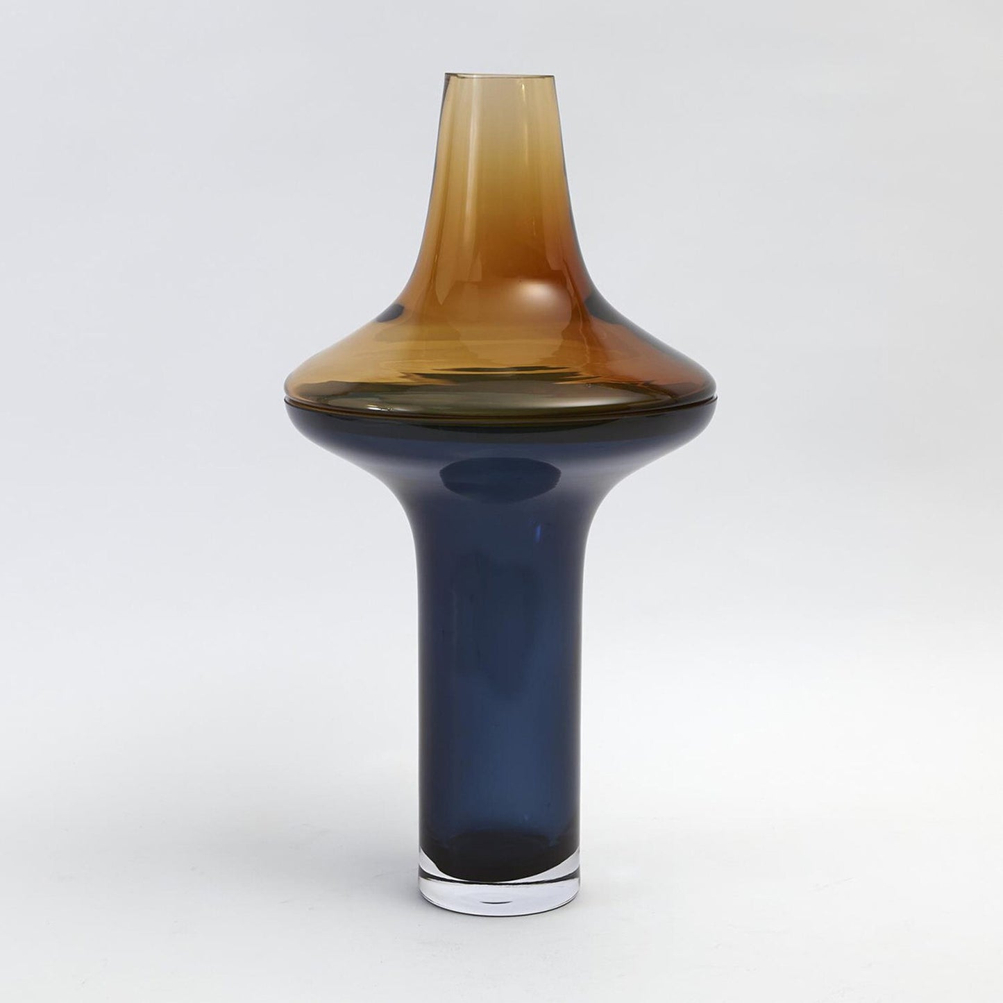 Low Cobalt Over Amber Vase -Small