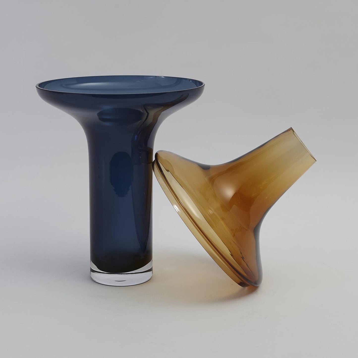 Low Cobalt Over Amber Vase -Small