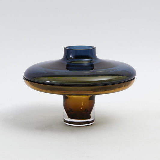 Low Cobalt Over Amber Vase -Small