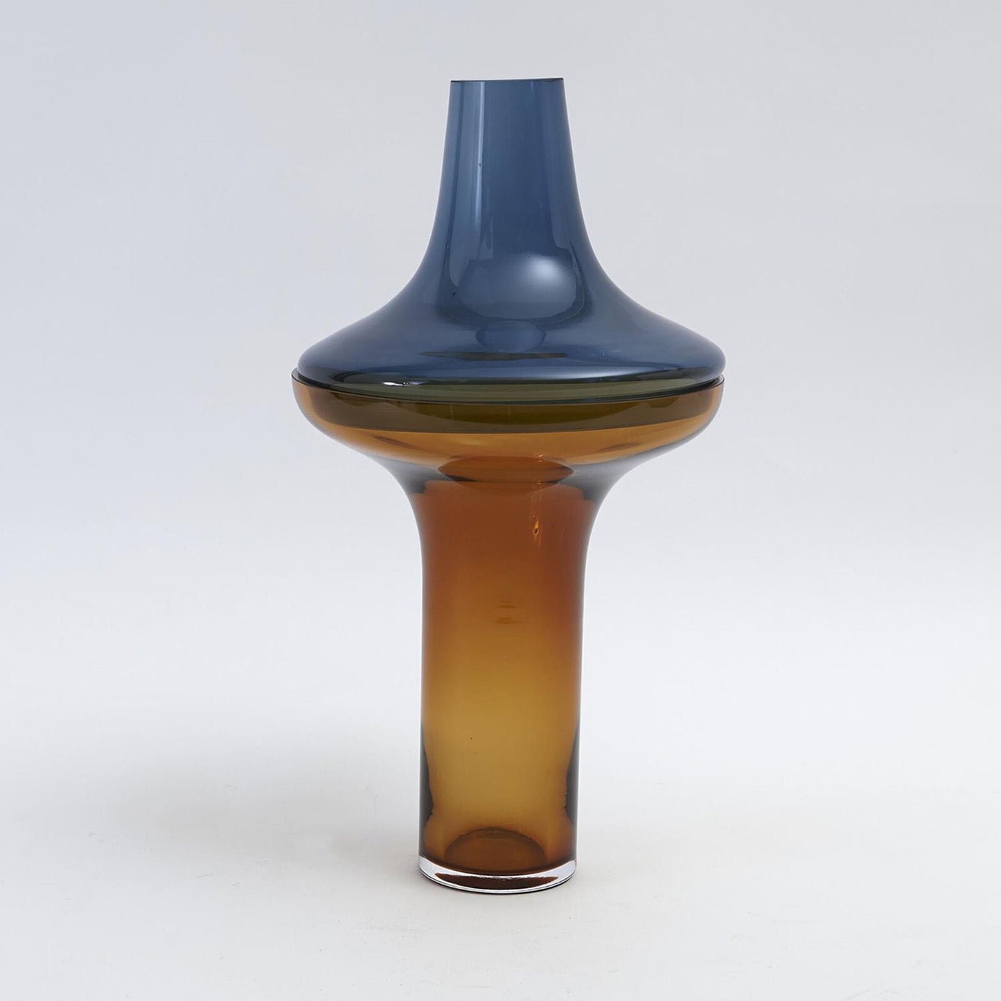 Low Cobalt Over Amber Vase -Small