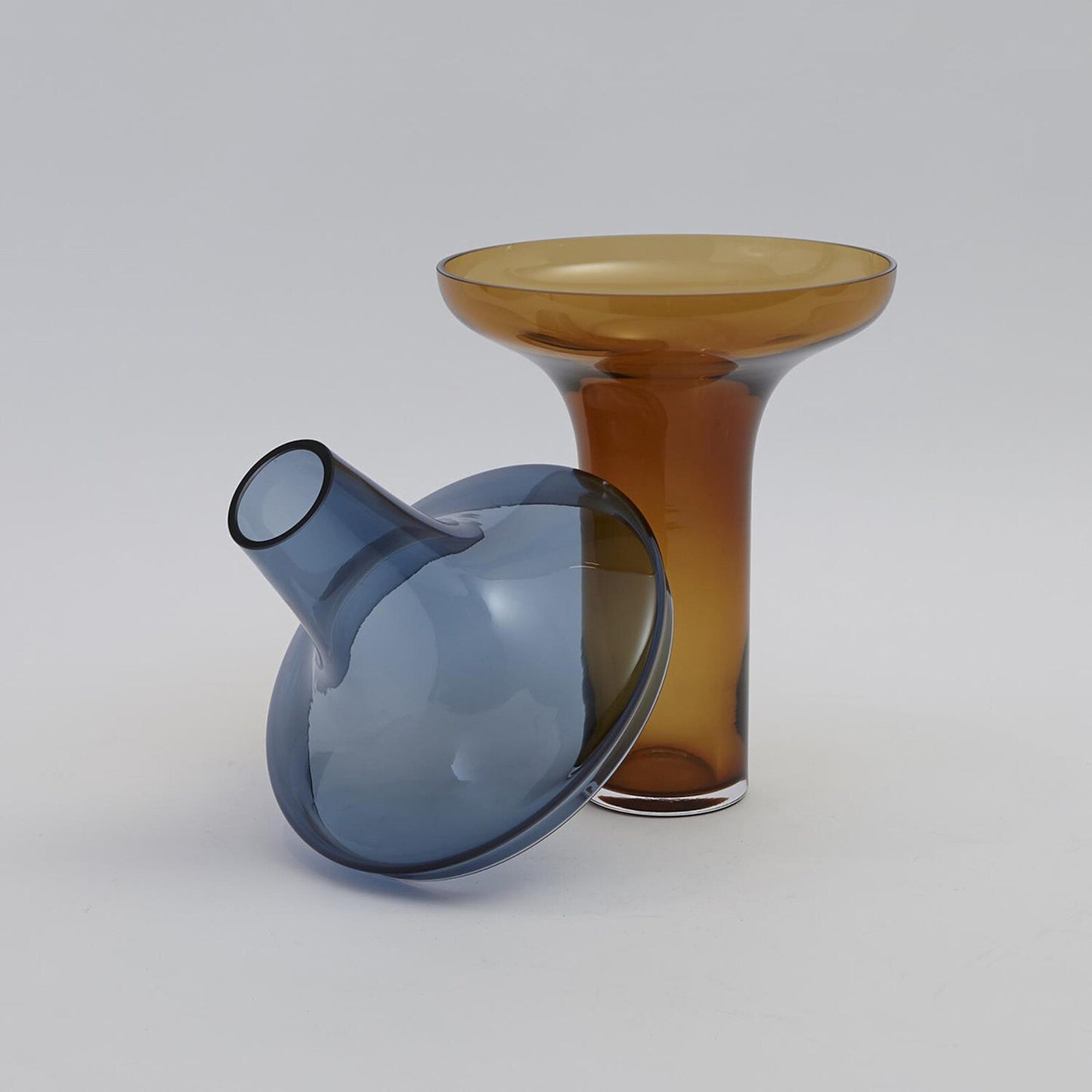 Low Cobalt Over Amber Vase -Small