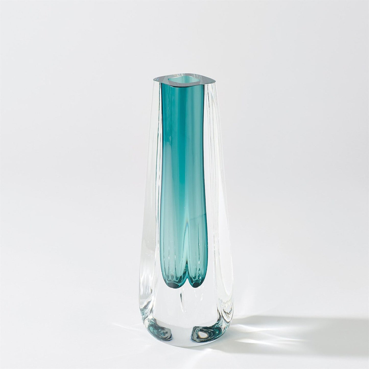 Square Cut Azure Glass Vase