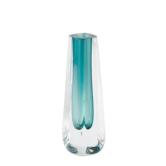 Square Cut Azure Glass Vase