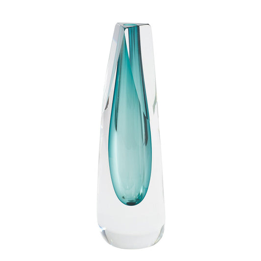 Triangle Cut Azure Glass Vase