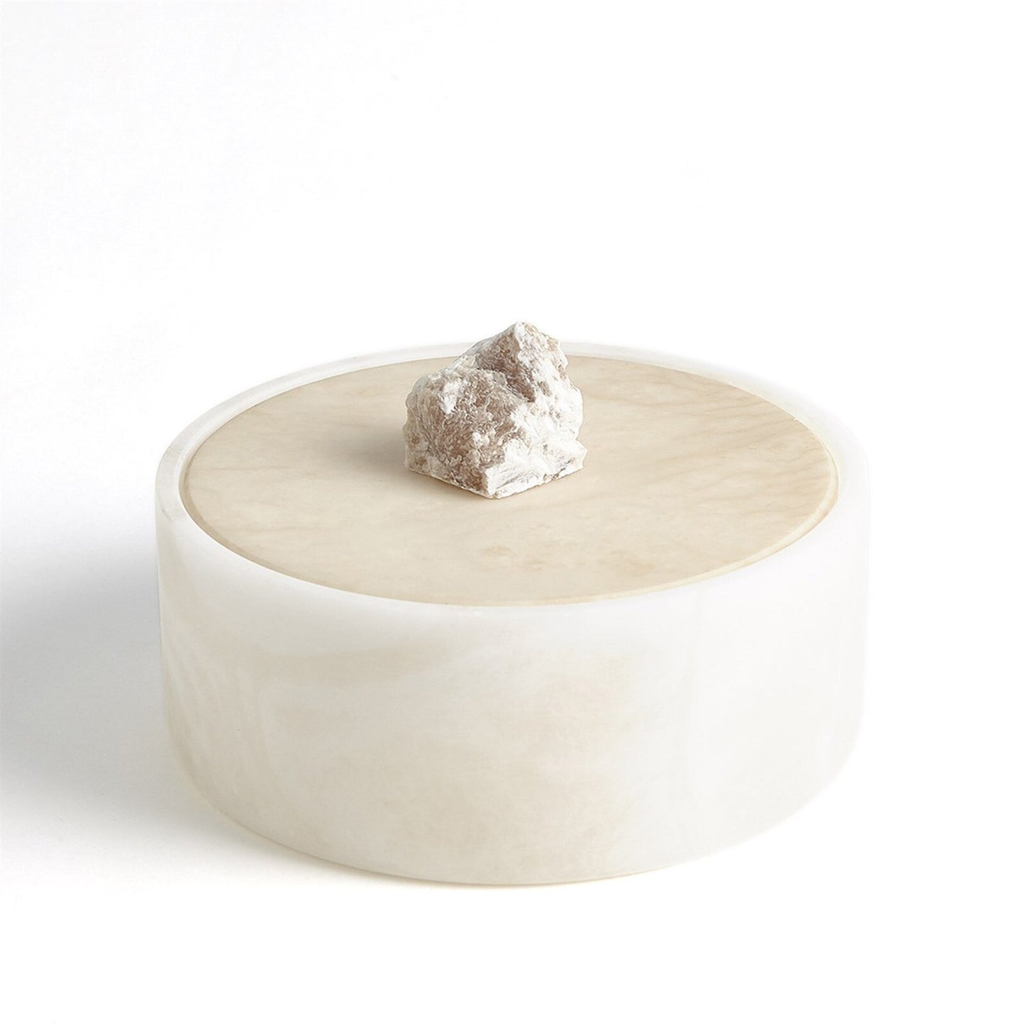 Alabaster Round Box with Rock Finial