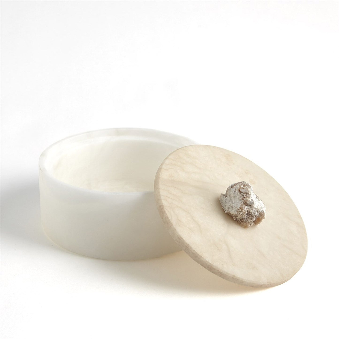 Alabaster Round Box with Rock Finial