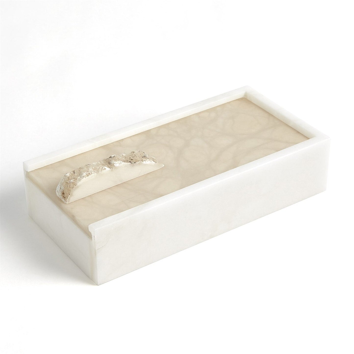 Alabaster Rectangle Box with Rock Finial