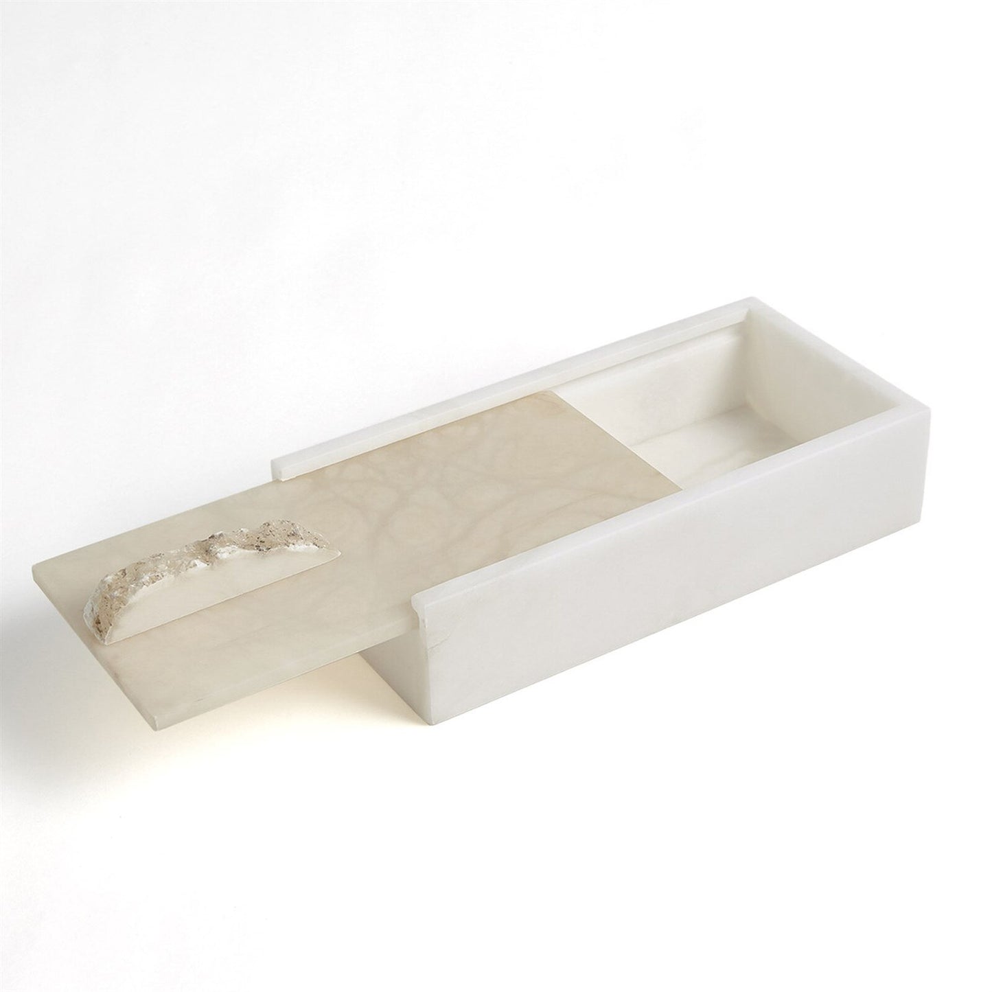 Alabaster Rectangle Box with Rock Finial