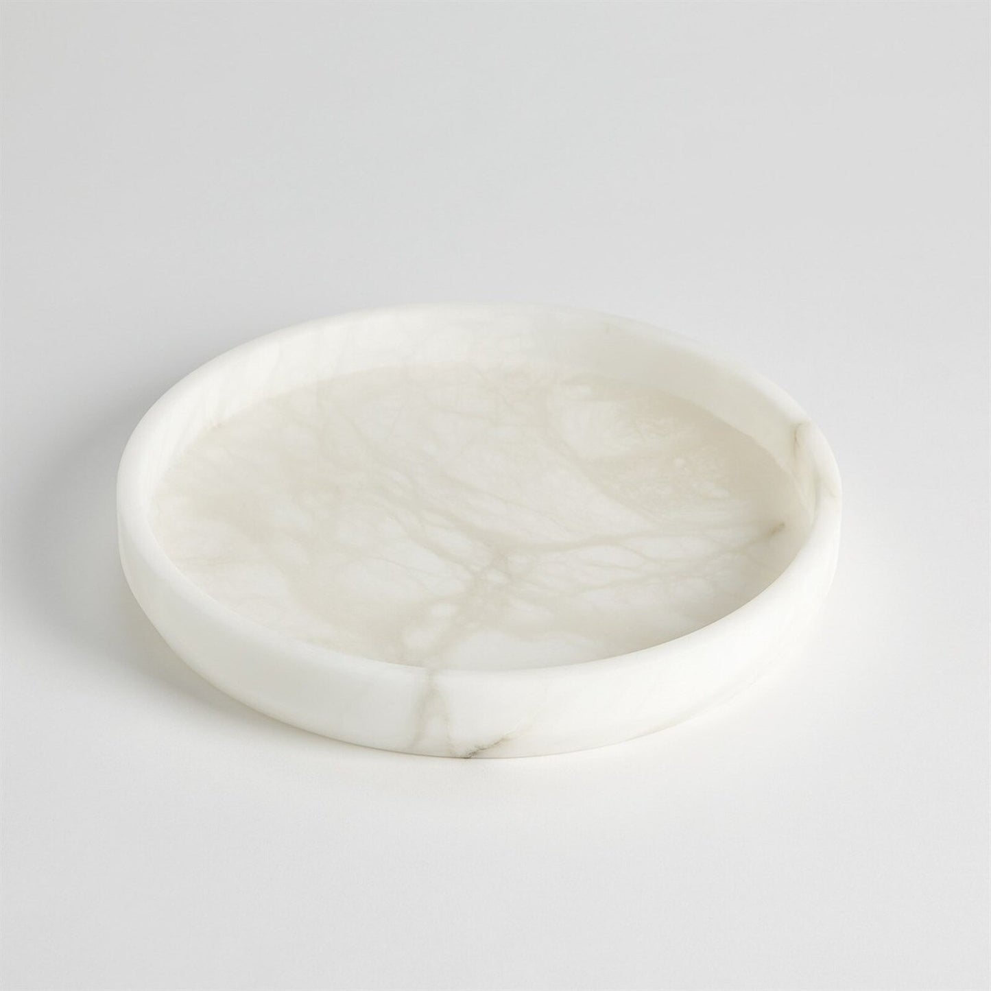 Alabaster Tapered Round Large White Box with Rock Finial