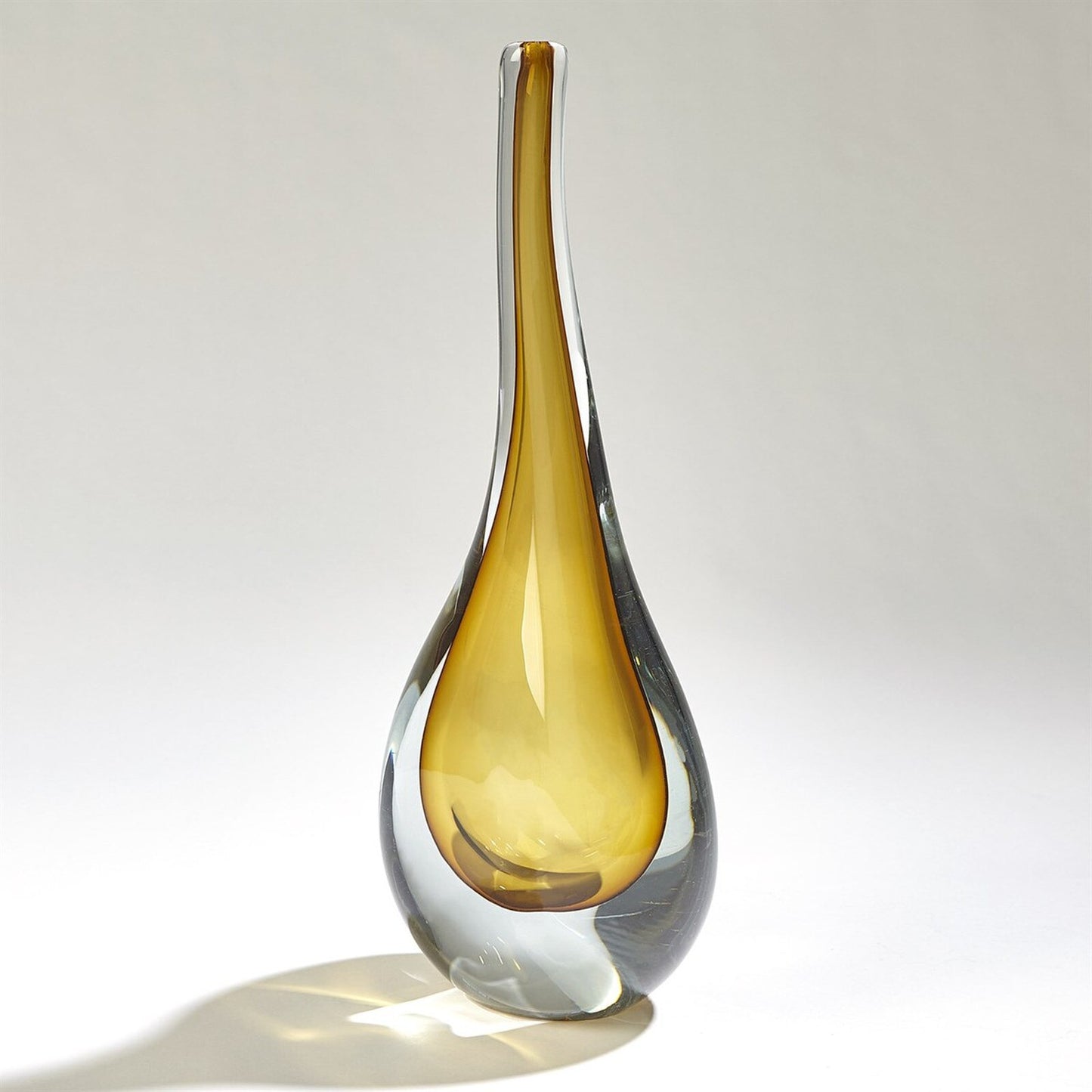 Stretched Neck Amber Vase - Large