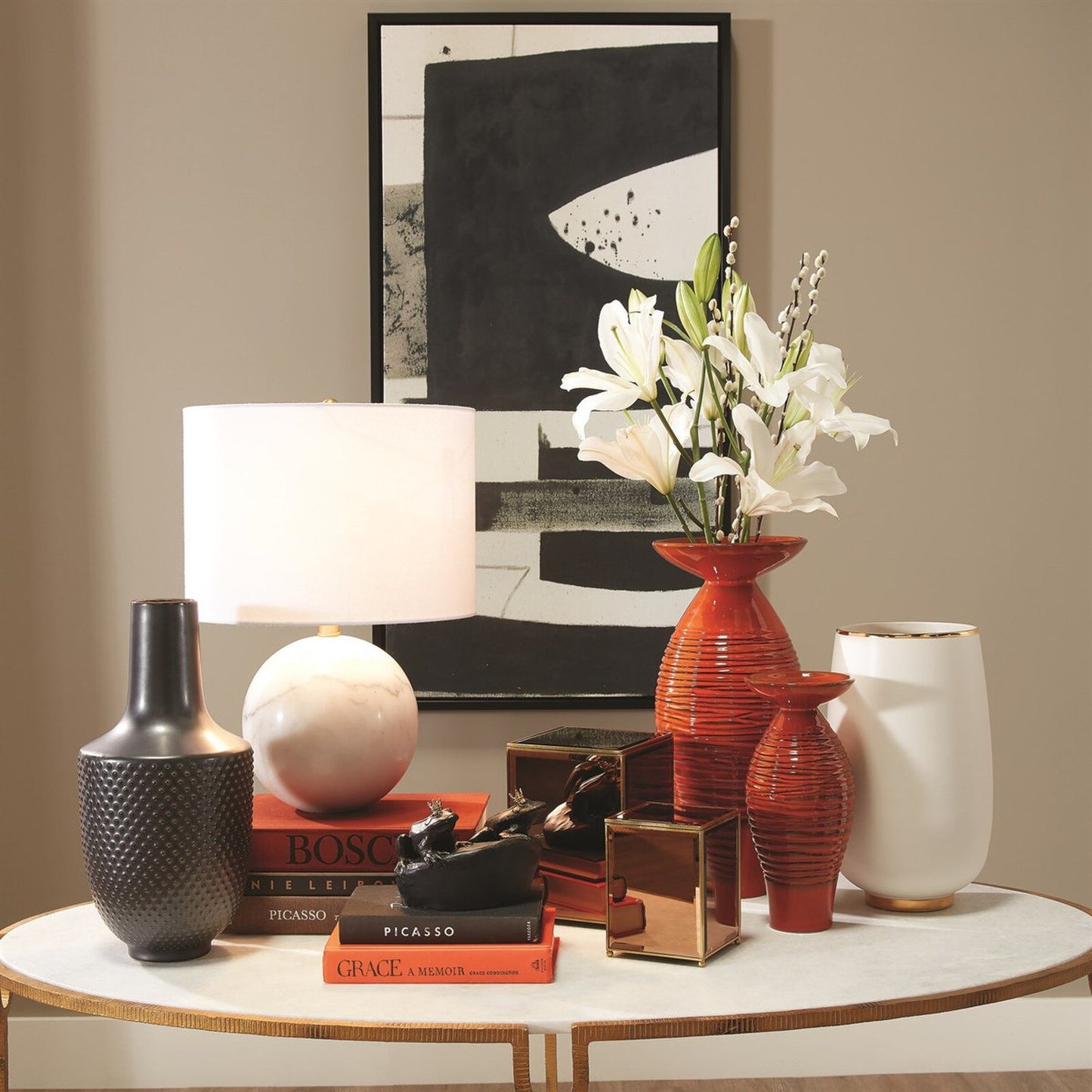 Sphere White Marble Table Lamp