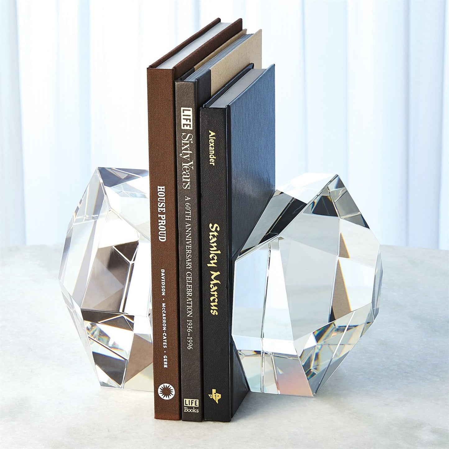 Clear Crystal Bookend - Set of 2