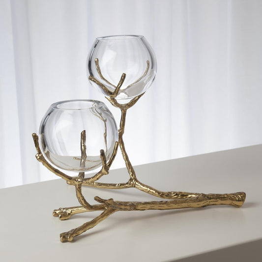 Twig Brass 2-Vase Holder