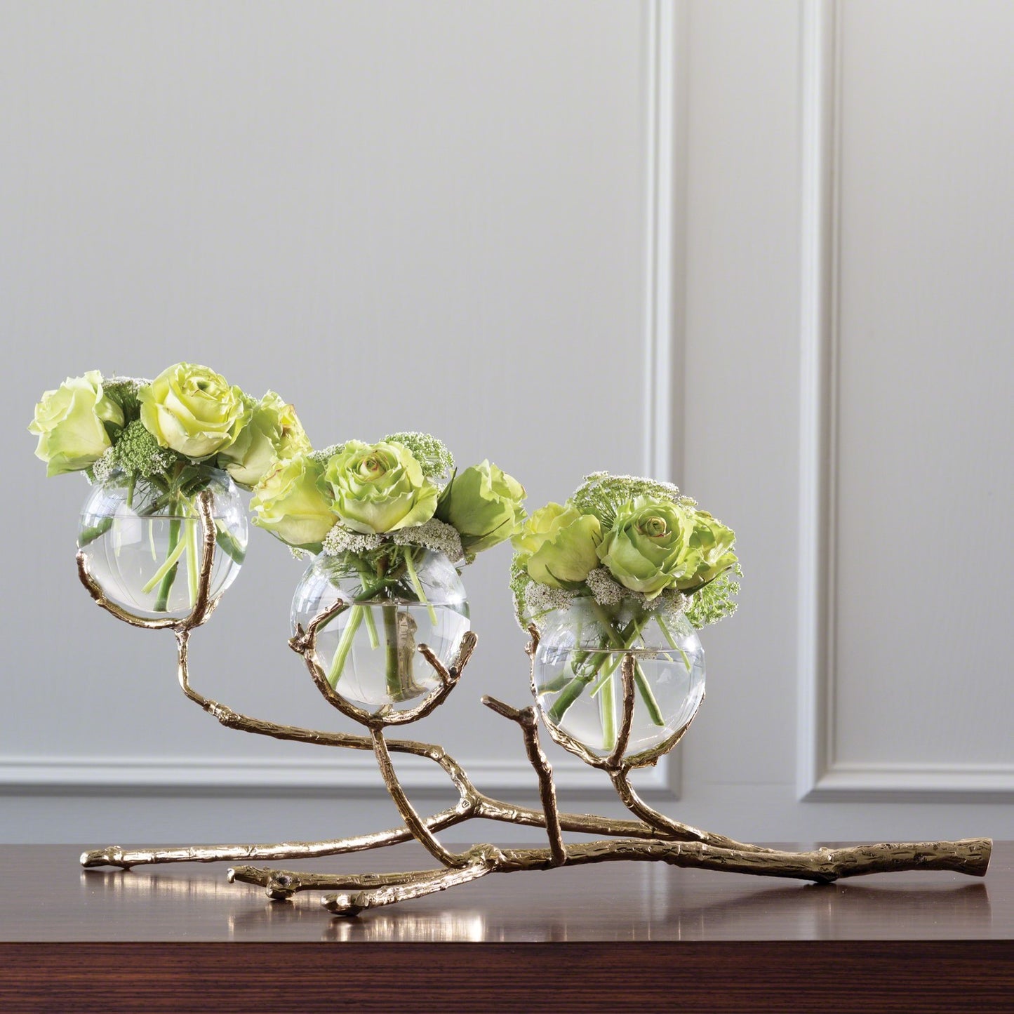 Brass Twig Trio Vase Holder