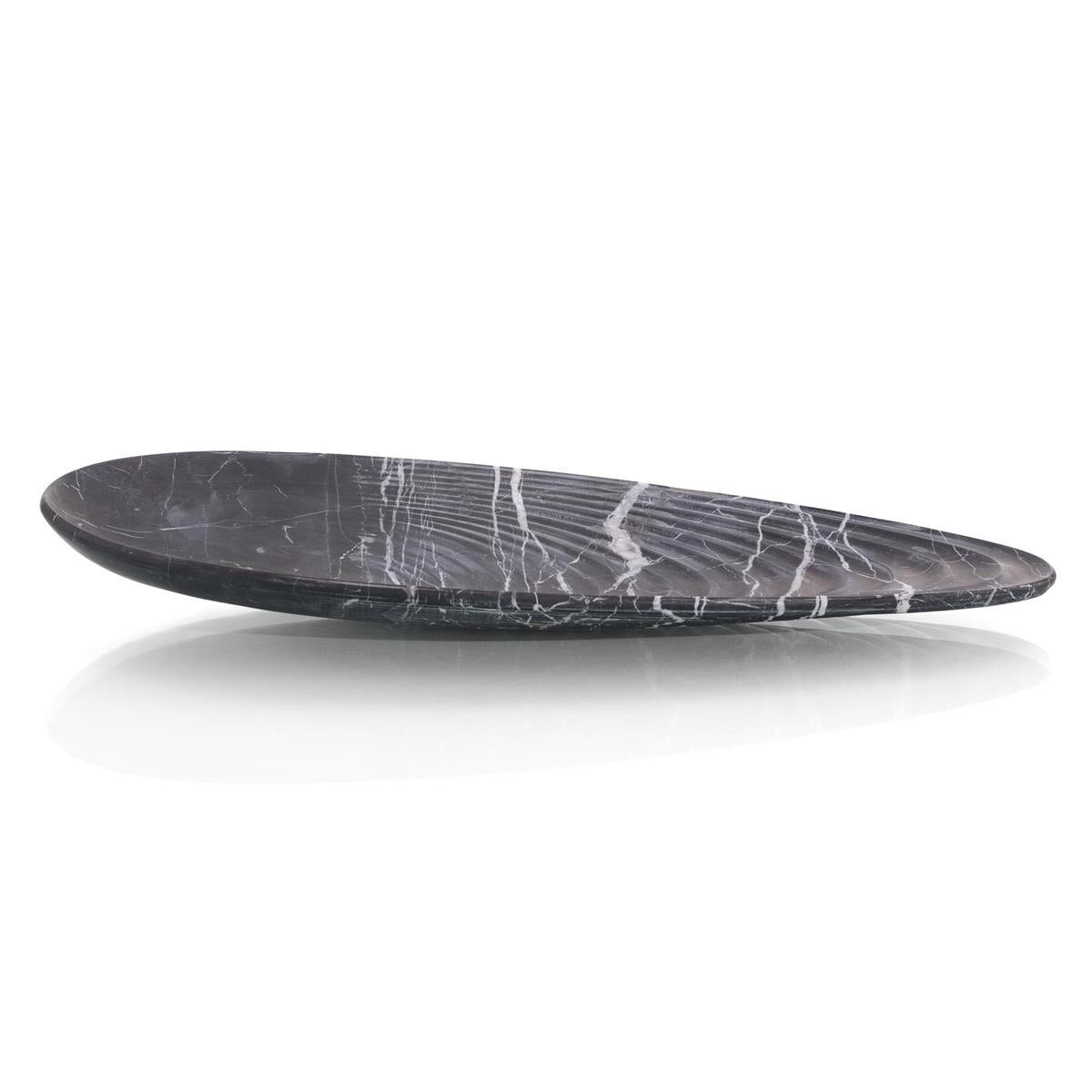 Carved Teardrop Black Marble Tray