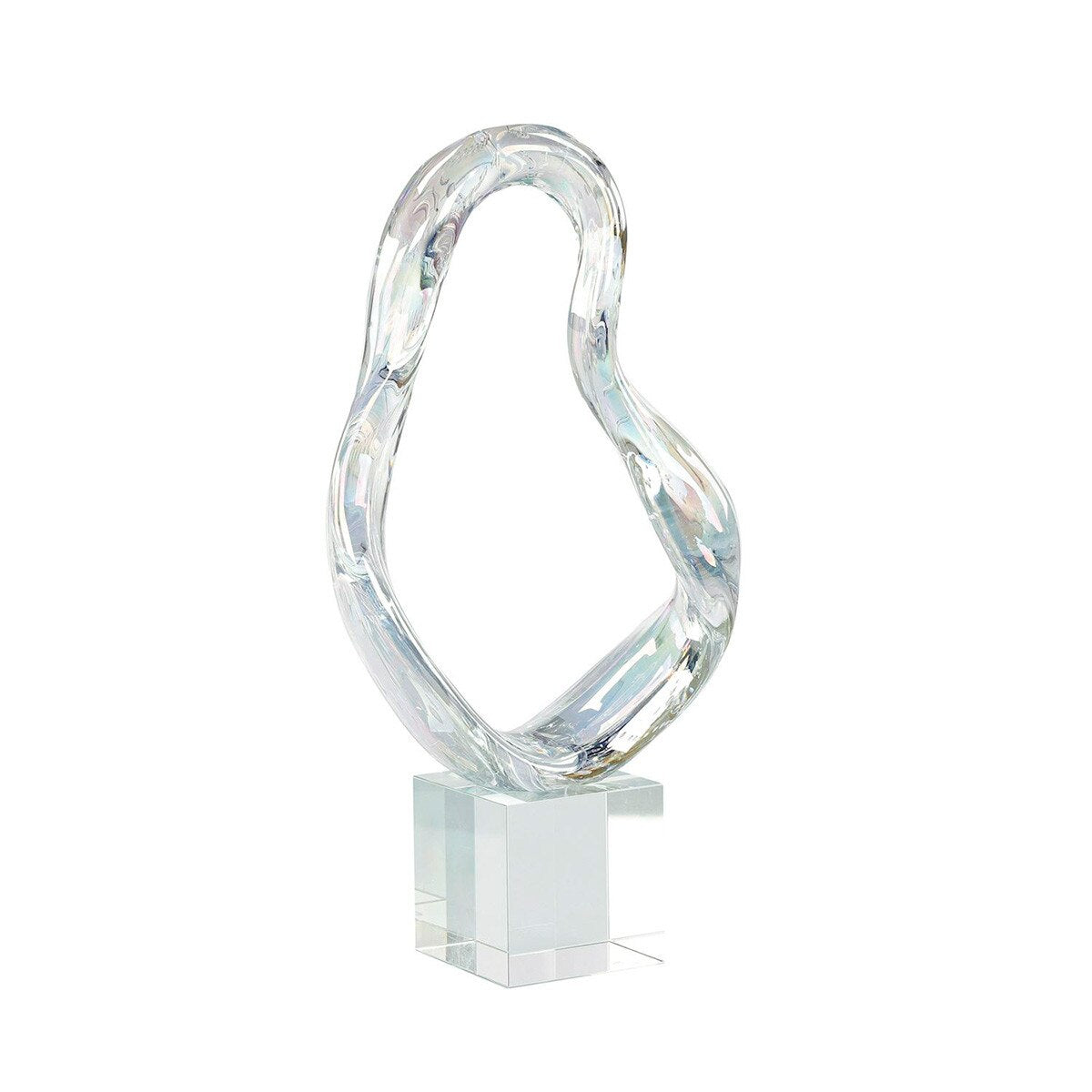 Prismatic Loop Sculpture with Crystal Base - Medium