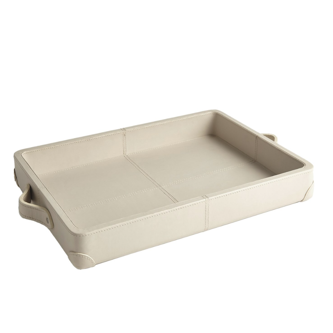 Mist Gray Leather Serving Tray