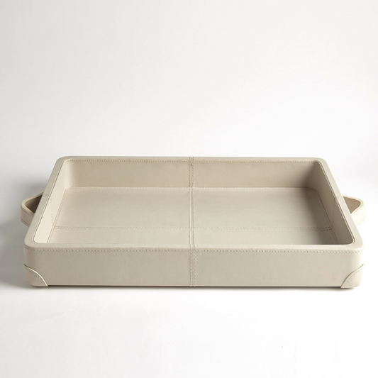 Mist Gray Leather Serving Tray