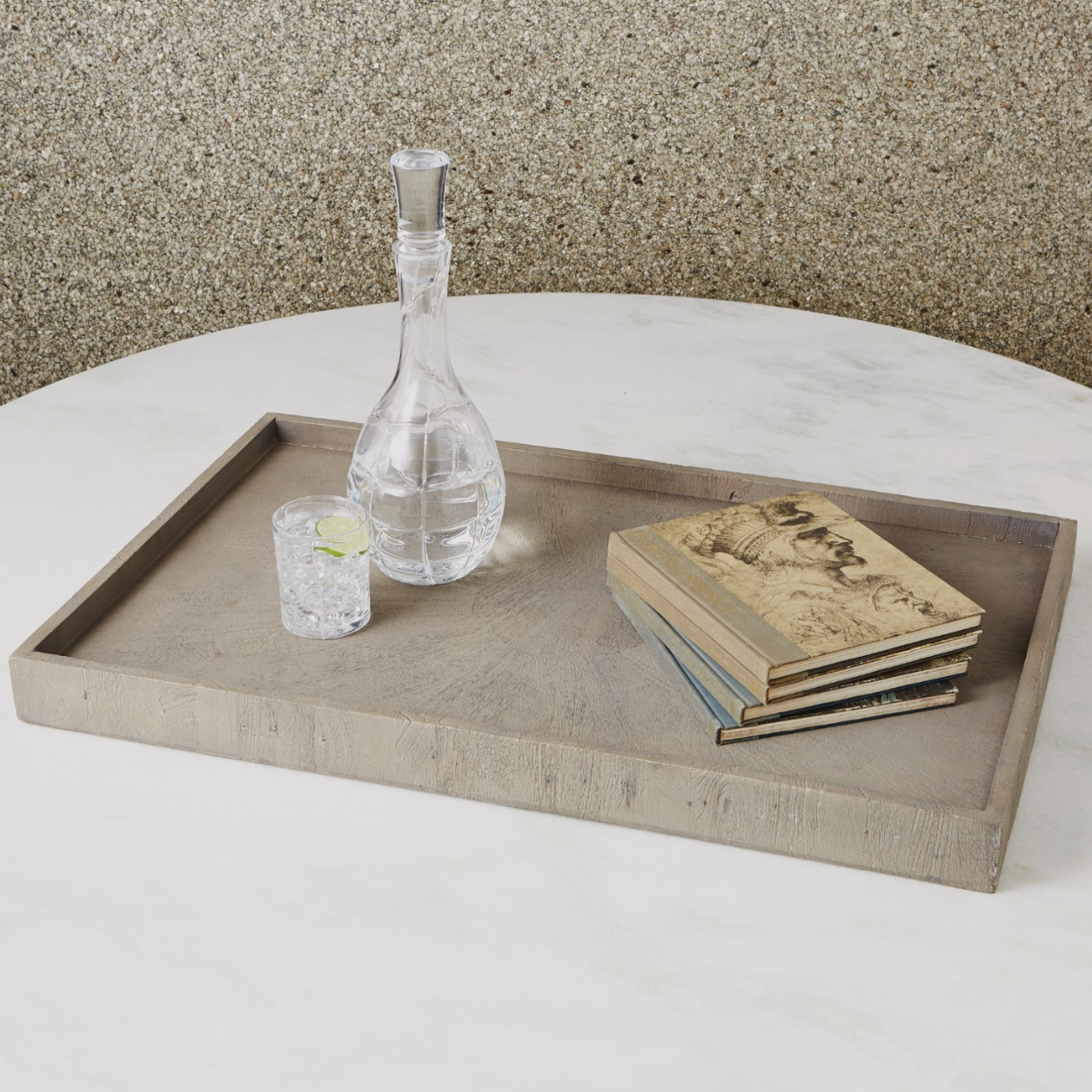 Grey Driftwood Ottoman Serving Tray